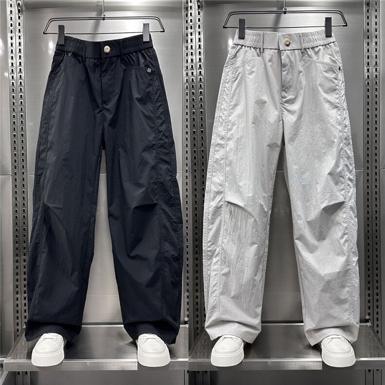 百搭痞帅阔腿小弯刀裤男2025夏季轻薄款美式高街冲孔设计小弯刀裤，男装休闲裤，星座1210-1