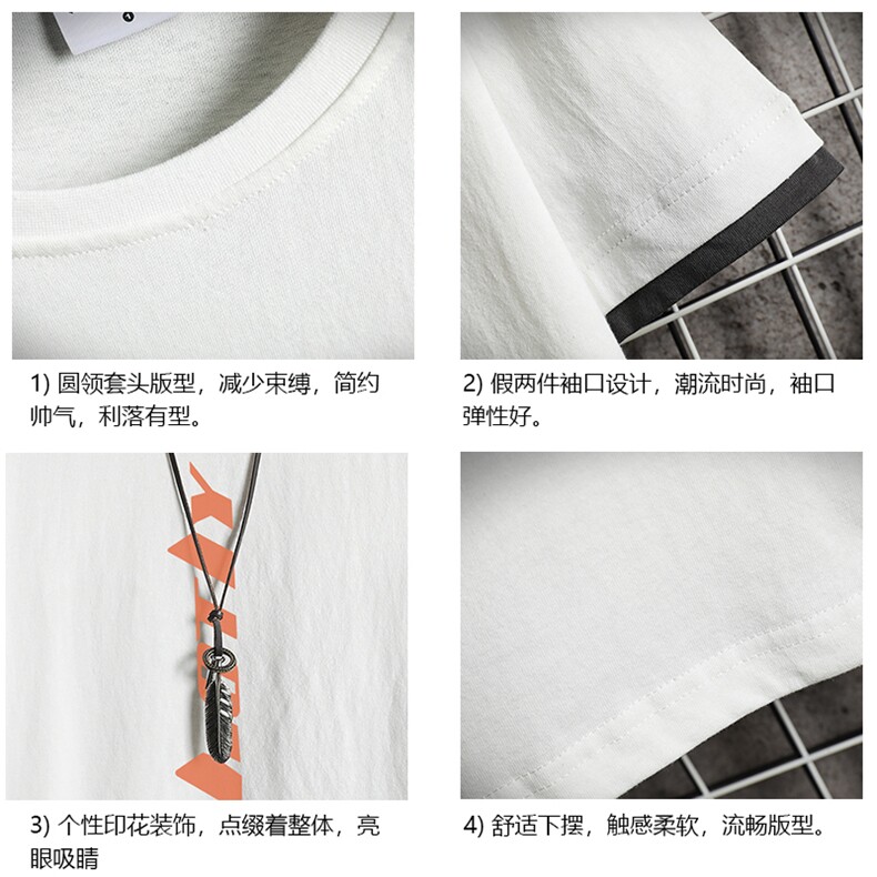 JT55006-P25假两件短袖t恤男大码胖子半袖体恤半截袖网格挂拍,男装T恤,电商A040A