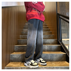 K1222-p35-控58 oversize cleanfit牛仔裤褶皱直筒裤老爹裤长裤图片