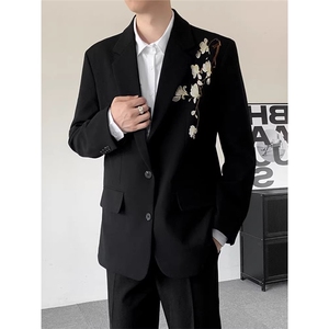 风春秋款男女休闲西服刺绣款宽松西装外套JK0075 P62图片