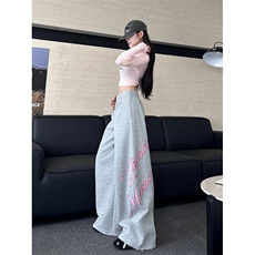 新款宽松休闲裤男韩版潮流百搭裤子坠感阔腿拖地长裤K0854-P50，男装休闲裤，星座308B-2