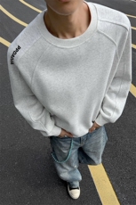 解构cleanfit圆领卫衣男春秋季美式复古重磅潮牌宽松套头长袖t恤，男装卫衣，电商A001