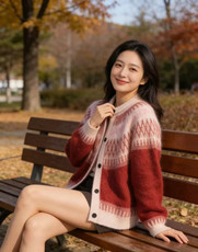 2025年秋季时尚百搭通勤简约休闲费尔岛提花开衫，女装羊毛衫，美轩羊绒