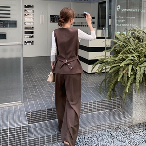 小香风马甲阔腿裤套装女2025年秋季新款收腰显瘦通勤气质两件套潮图片