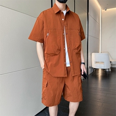短袖衬衫男新款夏季薄款透气搭配套装短裤宽松翻领衬衣TZ068-P90，男装牛仔裤，星座308B-2