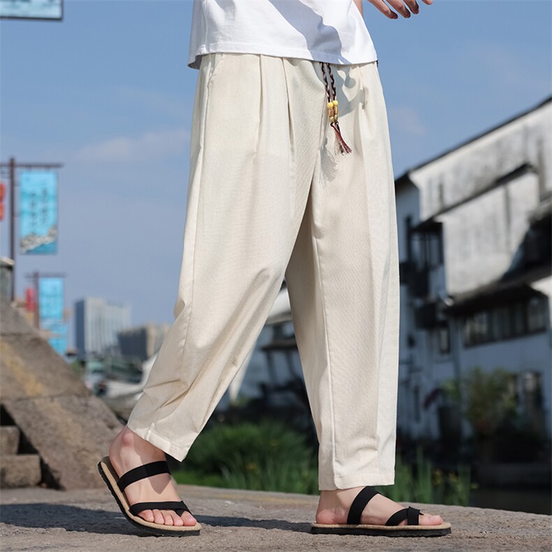 2026春夏新款风棉麻男装休闲裤透气中式亚麻哈伦裤K185-P55，男装休闲裤，电商B277(原6028)