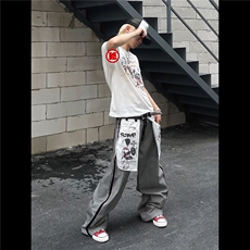NK1007-P58美式高街复古水洗反穿设计感牛仔裤男街头潮牌宽松，男装牛仔裤，电商B323A
