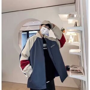 拼色风衣夹克男春秋季潮流宽松休闲情侣外套JK733-P48图片