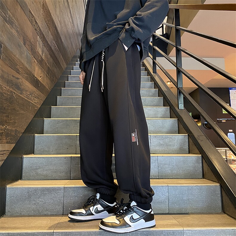 加绒加厚休闲运动卫裤男美式针织束脚裤715-6-BX11P55（控78）,男装休闲裤,星座715-6