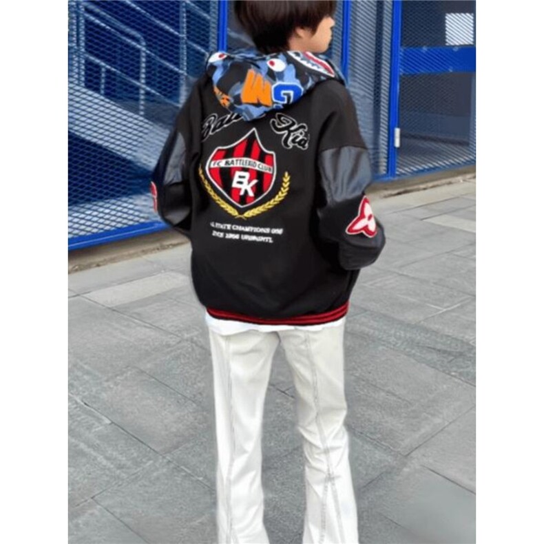 3989-P622025新款徽章拼接撞色棒球服外套男女春秋潮牌美式,男装T恤,电商B323A