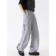 美式运动冲锋裤男夏季潮牌工装裤痞帅宽松直筒休闲长裤YKA97-P41，男装工装外套，星座208-5