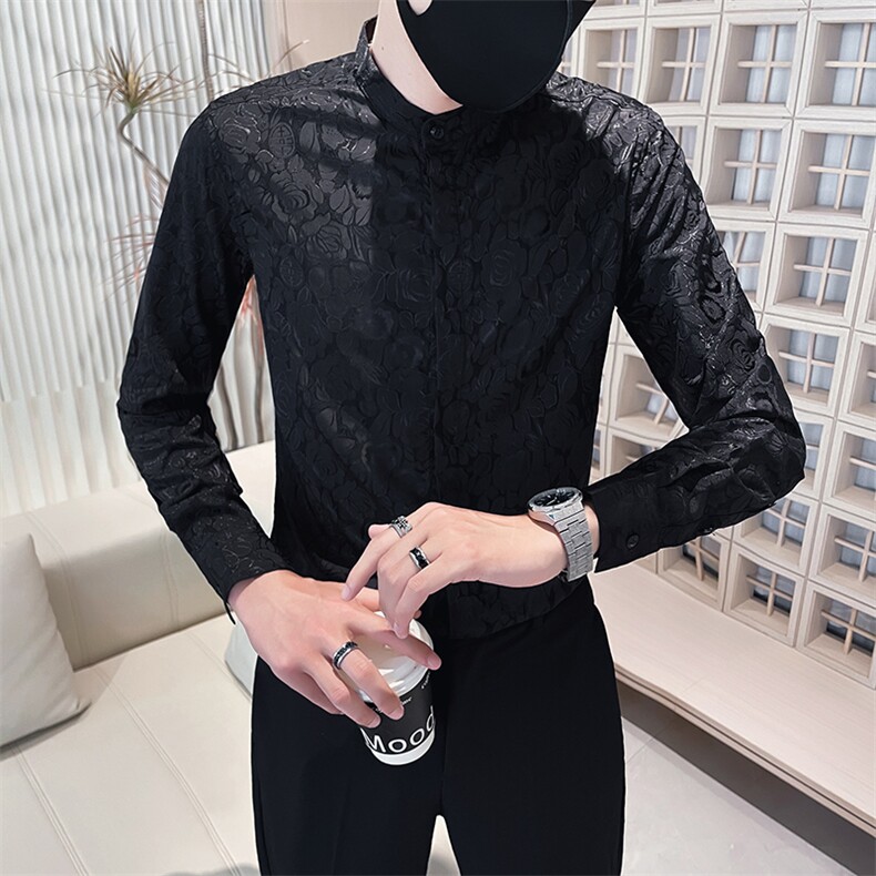 秋季男士个性痞帅立领长袖衬衫男日常休闲衬衣301A-1/H503/P55,男装衬衫,星座301A-1