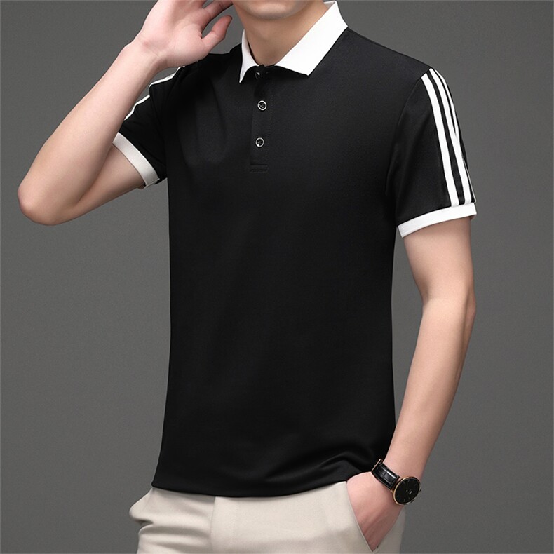2023青年夏季商务休闲翻领polo衫男痞帅休闲百搭短袖T2226P35,男装T恤,星座914