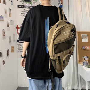 1港风圆领青春休闲大码运动日系原宿潮流男士短袖宽松7036F20控35图片