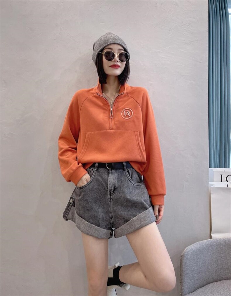 秋季立领长袖卫衣，女装卫衣/绒衫，薰衣坊