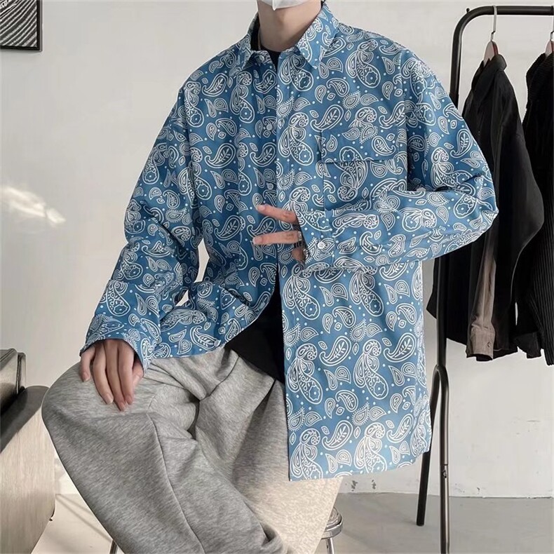 腰果花长袖衬衫男港风日系外套C005P32,男装衬衫,星座1116-2