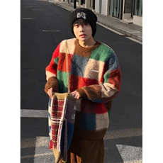 拼色毛衣气质潮流文艺流行百搭日系简约慵懒原宿M7018，男装针织衫/毛衣，星座1116A（原606A-3）