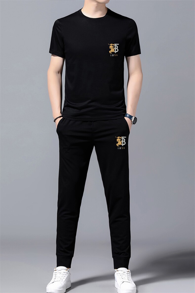 GDN664男士2023年夏季新款T恤短袖长裤商务休闲男运动套装P123,男装休闲套装,电商B360