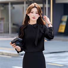 BAO现货2026春季新款时尚气质优雅立领减龄显瘦长袖百搭衬衣，女装衬衫，时尚俏佳人