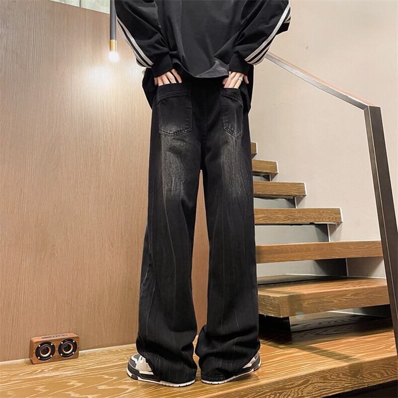 8XL-M高街做旧闪电纹牛仔裤大码潮牌美式复古扎染裤子NZ9006/P65,男装牛仔裤,电商B238