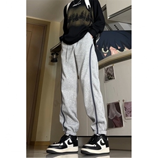 k3218-P48加绒P58秋冬抖音高品质潮牌宽松男女织带束脚休闲卫裤，男装休闲裤，电商A009A（原A058A）