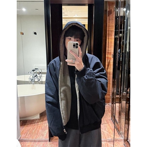 两面穿现货重磅短款座山雕棉衣男女双面穿毛毛绒棉服加厚外套图片