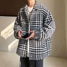 港风宽松男风衣外套韩版潮休闲格子男夹克A071-1011-P85,男装夹克,电商A071