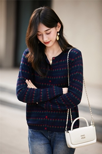 早秋时尚提花针织开衫外套女2025新款春秋外搭洋气大码女装上衣图片