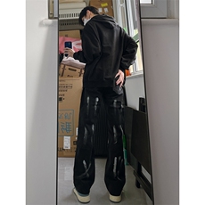 B221美式ins高街小众情侣款喷墨微喇牛仔裤LK22080-P60控78，男装牛仔裤，电商B221
