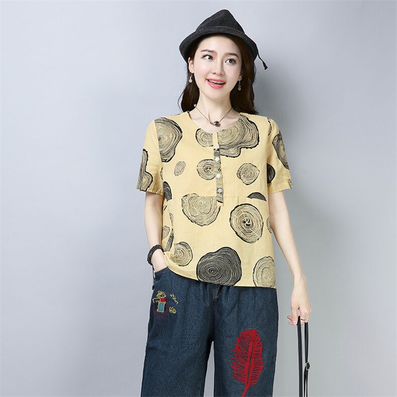 T恤2021年春季短袖宽松百搭舒适气质圆领甜美，女装T恤，小林双子