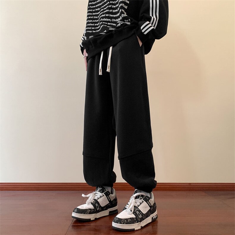 抖音品质大码男裤重磅双面奥粒绒加绒加厚束脚休闲裤M-5XL特P45图片