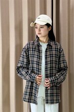 春季新款（跨境电商）格子男女情侣款潮流宽松格纹衬衣，男装衬衫，星座1107-1