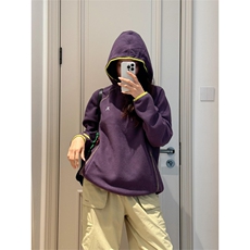 高品户外山系情侣撞色保暖抓绒衣连帽摇粒绒卫衣男女A1078-P60，男装棉衣，星座1505