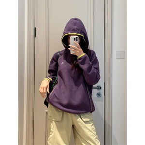 高品 户外山系情侣撞色保暖抓绒衣连帽摇粒绒卫衣男女 A1078-P60图片
