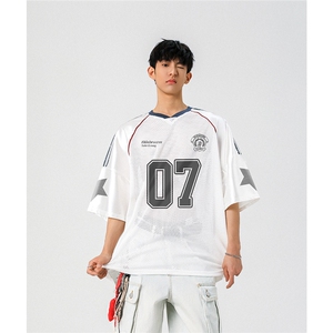 1美式橄榄球透气球衣印花网面大码M-5XL短袖T恤男DX78027P39控65图片