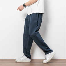 夏季风亚麻透气休闲裤男薄款宽松棉麻直筒裤潮A221A-K098，男装休闲裤，电商A221A