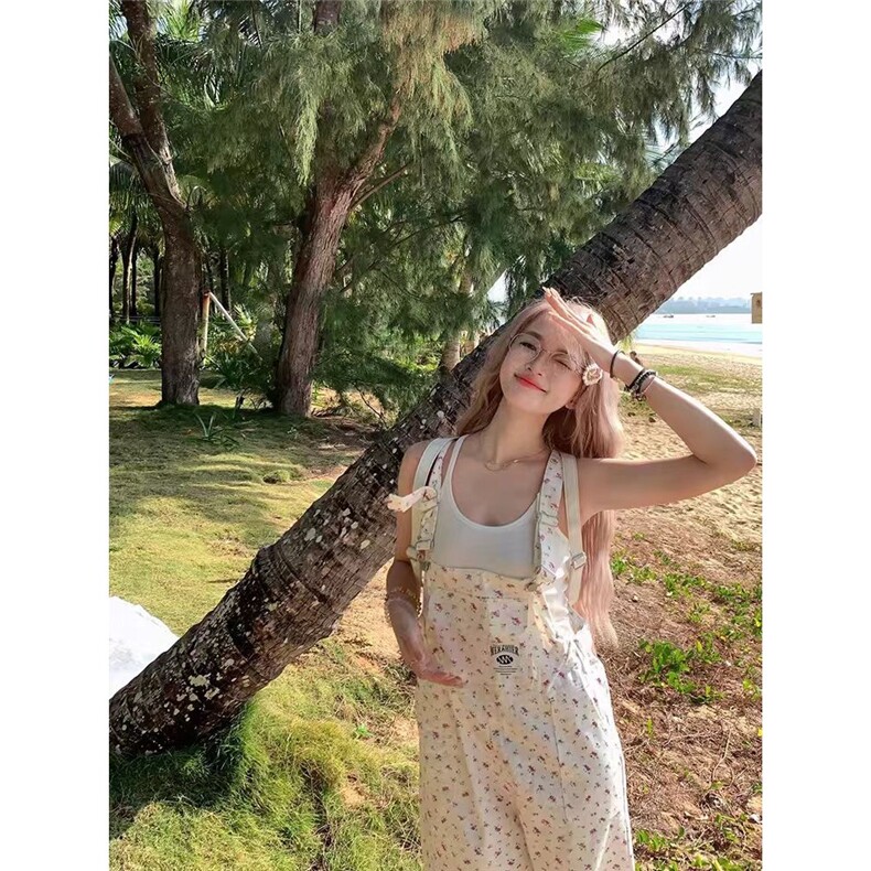 2025春秋季美式牛仔背带裤女宽松复古碎花直筒裤子ins潮流,男装休闲裤,星座1210-1
