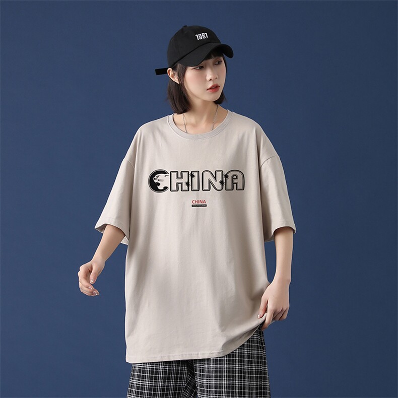 网红t恤ins夏季潮牌短袖衣服简约百搭上衣潮流宽松A161-2-T20-P25图片