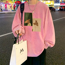 直播品质重磅纯棉美式蜡染水洗做旧潮牌宽松长袖t恤CT298特P38，男装T恤，电商A486