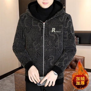 秋冬福利款毛呢大衣短款连帽休闲加厚夹克外套上衣男D38P125图片