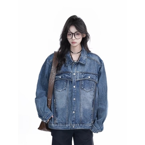 美式水洗做旧牛仔外套男潮牌解构boxy短款工装夹克LF40044-p72图片