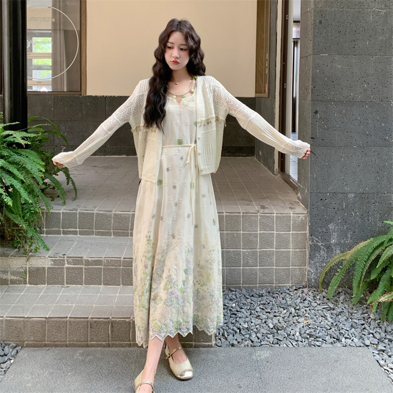26春新款现-法式度假风针织无袖连衣裙套装2630-P190K308,女装套装/套裙,2B190