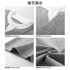 250高品质面料简约复古短袖潮牌小众设计假两件上衣HY735TP38控68，男装T恤，电商A102B