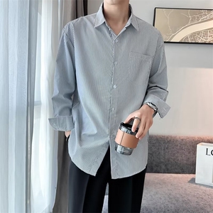 春夏季新款衬衫潮流慵懒男方领宽松型衬衫AC02P25图片
