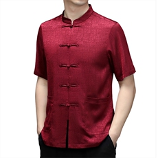 爸爸夏装短袖衬衫中老年唐装男风70岁爷爷夏季新款老年人衣服，男装民族服装，电商B212（原钱塘6029）