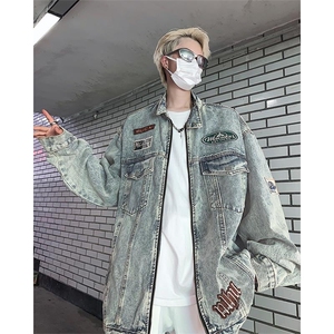 美式高街秋季牛仔外套男潮牌  炸街休闲百搭牛仔夹克男JK8021/P70图片