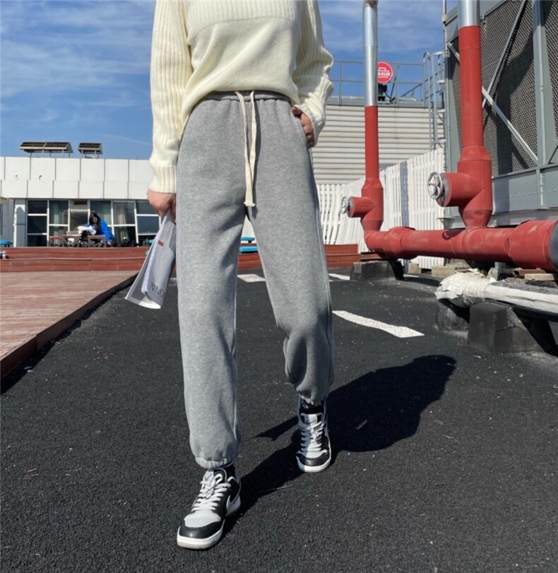 加绒卫裤，女装休闲裤，Gemini