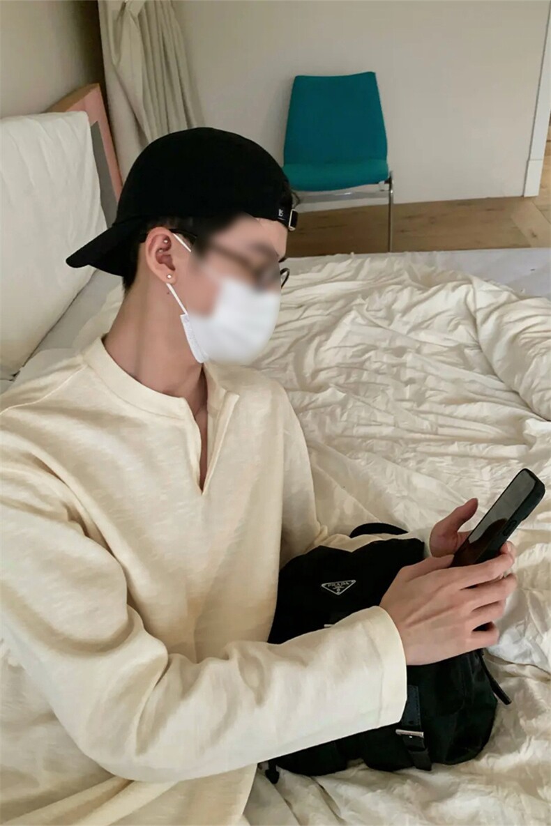 (网图慎用)纹理感V领大码长袖T恤男宽松打底上衣T24518-特P42控78,男装T恤,电商A001-1