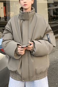 pu皮棉衣男冬季新款加厚棉服宽松面包服棉袄 M7166 P125 控168图片