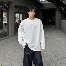 现货创意拉链设计款纯色潮男百搭秋长袖T恤A071-3302-P55，男装T恤，电商A071